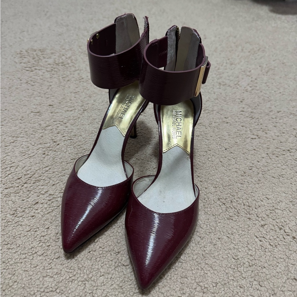 Michael Kors Burgundy Ankle Strap Heels - Picture 2 of 6